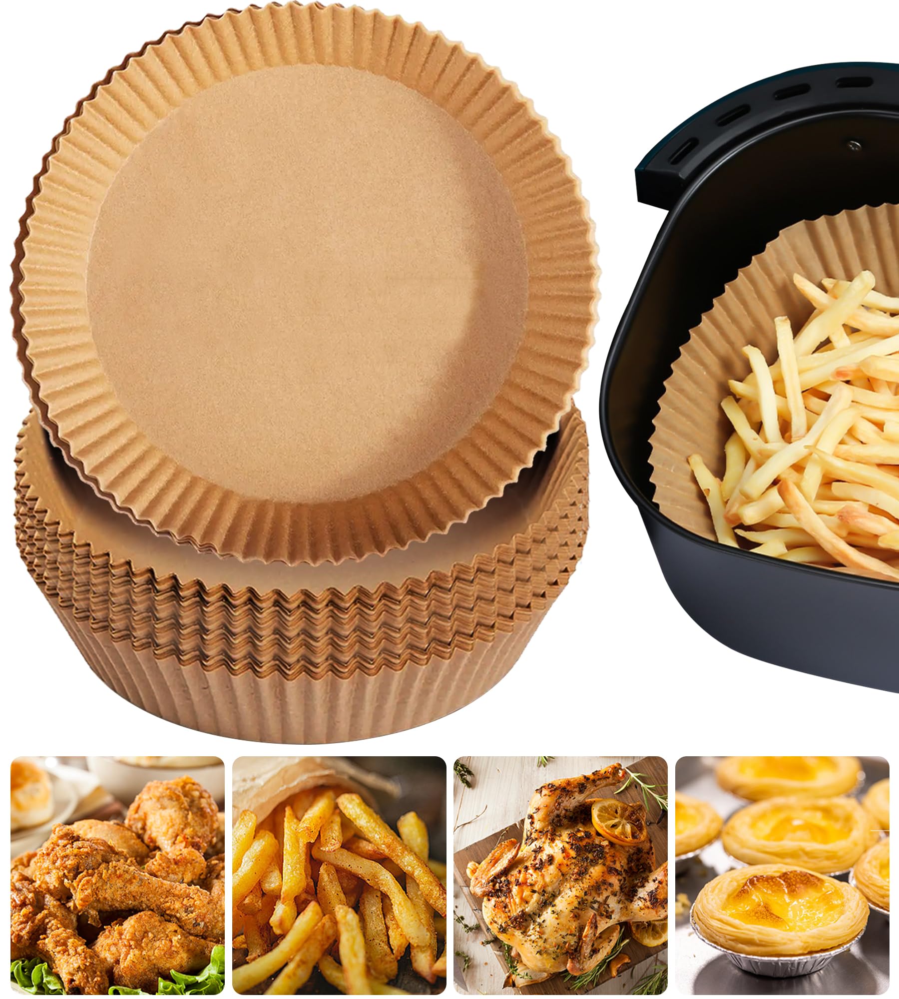 Disposable Paper Liners, 120 Pcs Square Airfryer Parchment Cooking Non-Stick Liner Accessories, Microwave Oven, Frying Pan, Oil-proof Air Fryers Filters Sheet for 2 3 4 4.5 Qt Baking Basket