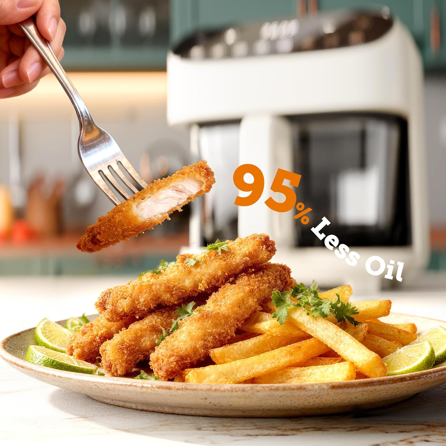 Kismile 5QT Glass Air Fryer, BPA-Free Non Toxic AirFryer with Digital Touch Control, 1500W Portable Airfryer, Dishwasher Safe Basket, Up to 400°F, Cooks with 95% Less Oil(White)