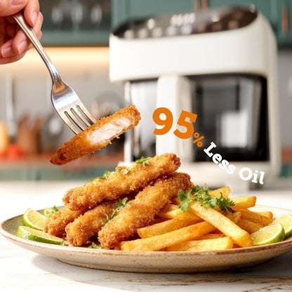 Kismile 5QT Glass Air Fryer, BPA-Free Non Toxic AirFryer with Digital Touch Control, 1500W Portable Airfryer, Dishwasher Safe Basket, Up to 400°F, Cooks with 95% Less Oil(White)