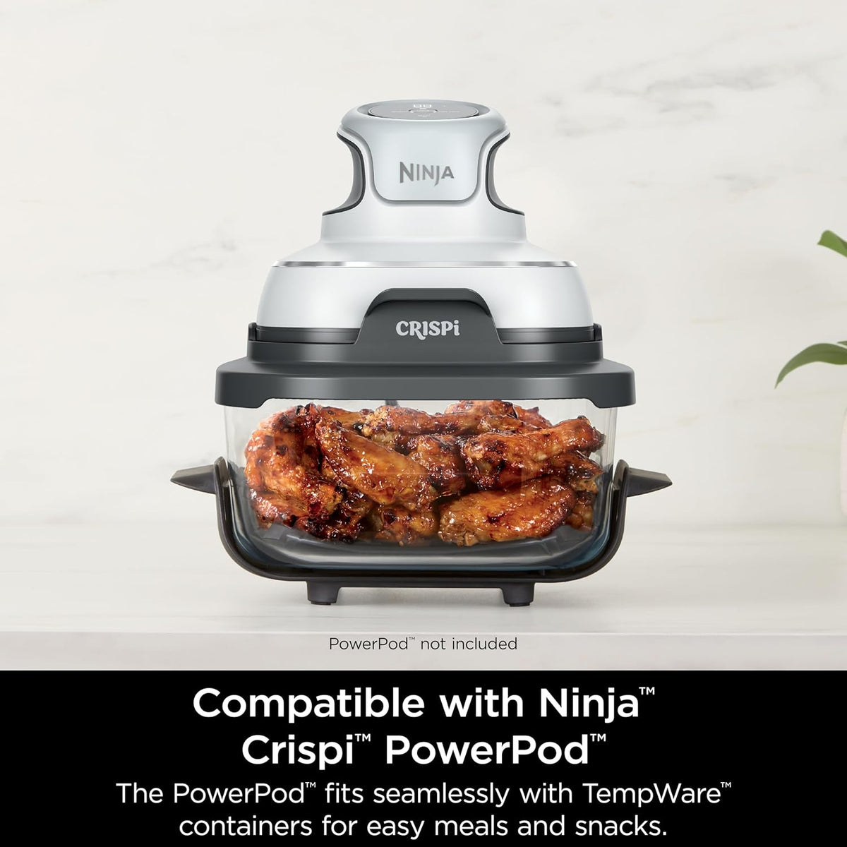 Ninja 4-QT CleanCrisp™ Glassware Container with Storage lid, Compatible with Ninja Crispi Portable Cooking System, Microwave, Freezer & Dishwasher Safe, PFAS & PTFE Free Glass, XSKSFN4QT