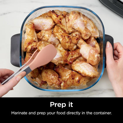 Ninja 4-QT CleanCrisp™ Glassware Container with Storage lid, Compatible with Ninja Crispi Portable Cooking System, Microwave, Freezer & Dishwasher Safe, PFAS & PTFE Free Glass, XSKSFN4QT