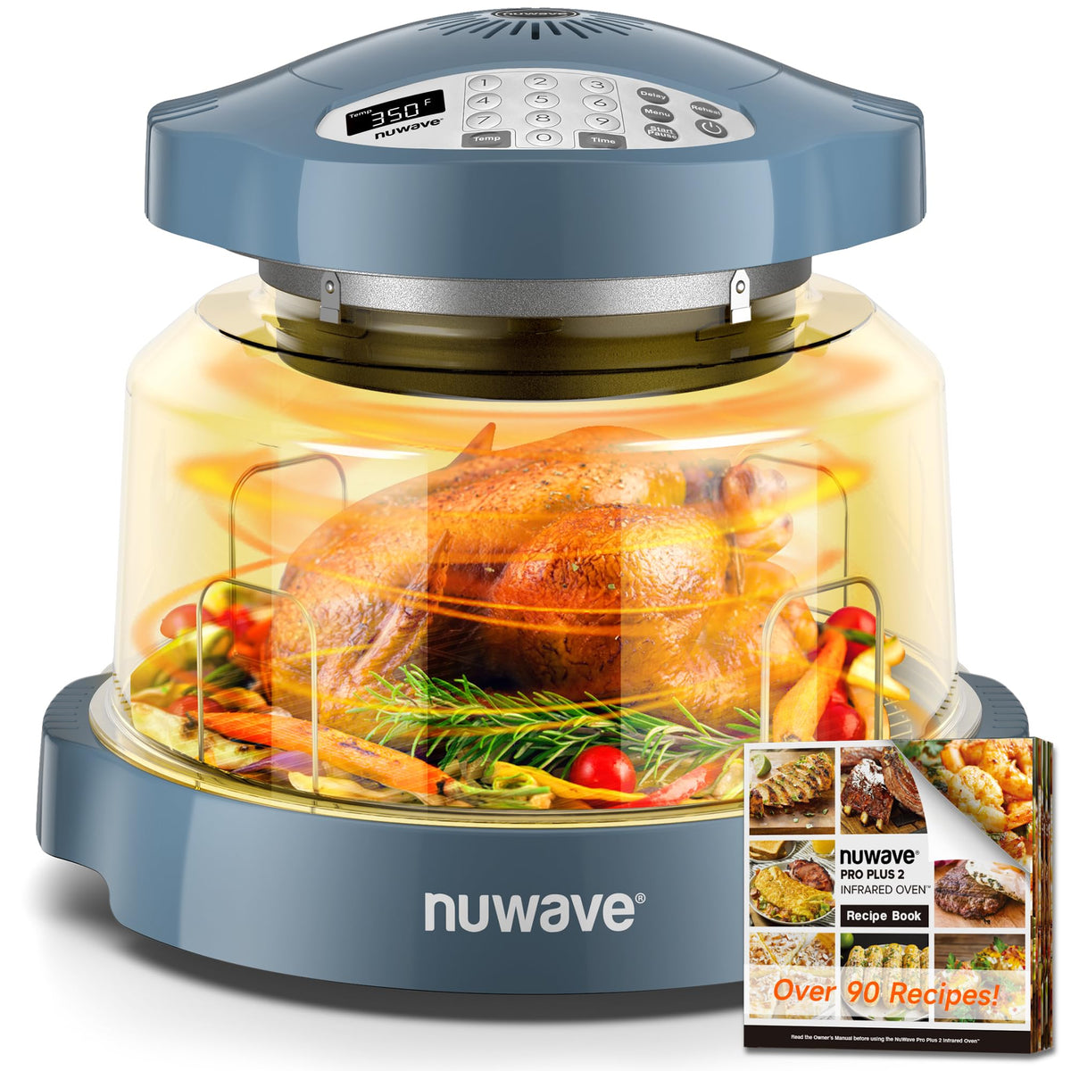 Nuwave Oven Pro Plus Air Fryer, Infra-Red Countertop, 2025 Advanced Convection, No Defrosting or Preheating, Cook Fresh or Frozen, Durable Power Dome, 100 Presets & 50 Memory, PFAS Free, Black