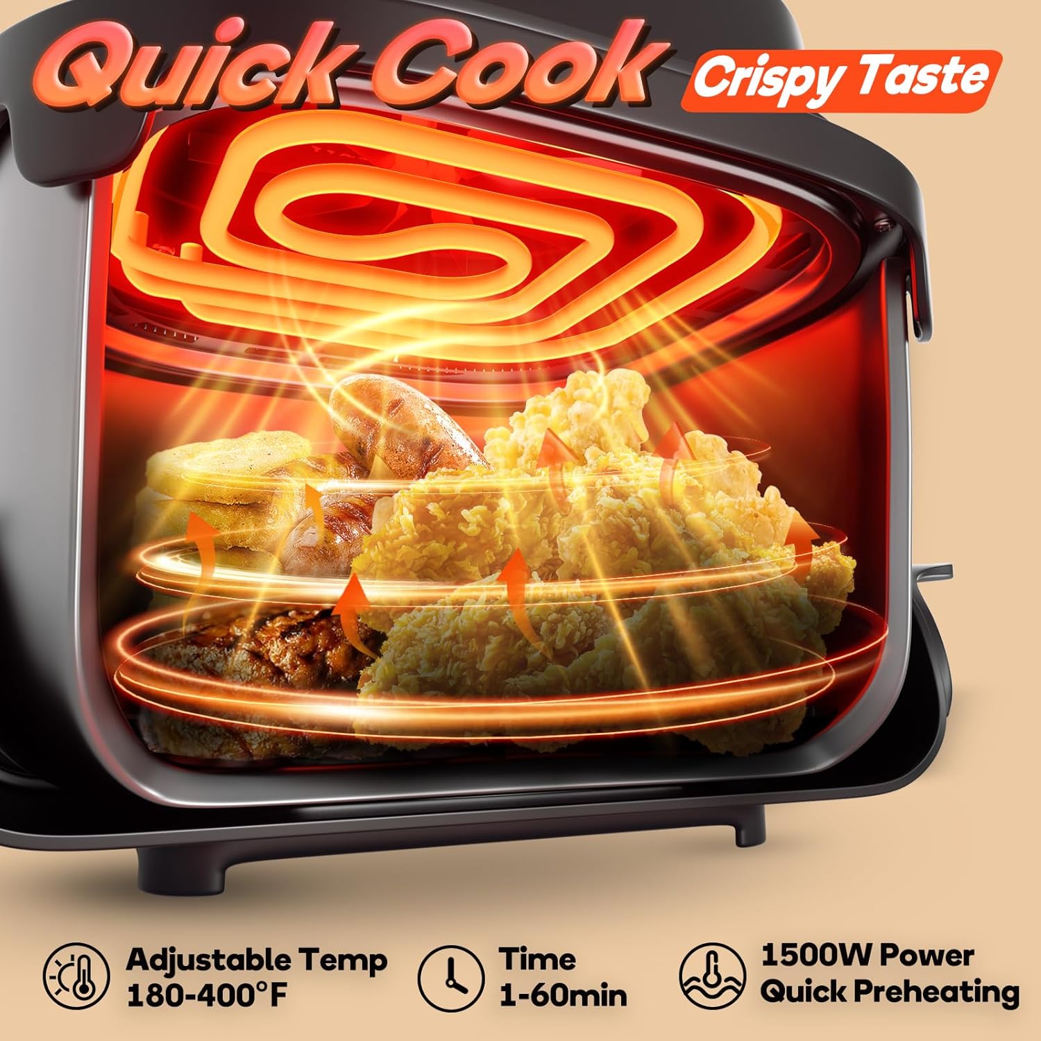 4.4QT Glass Air Fryer Non-Toxic, 4 Presets & Manual Control, 180-400℉ Precise Heat Smart Air Fryer Oven, Auto-Pause & Resume, Microwave & Dishwasher Safe Dual Glass Container