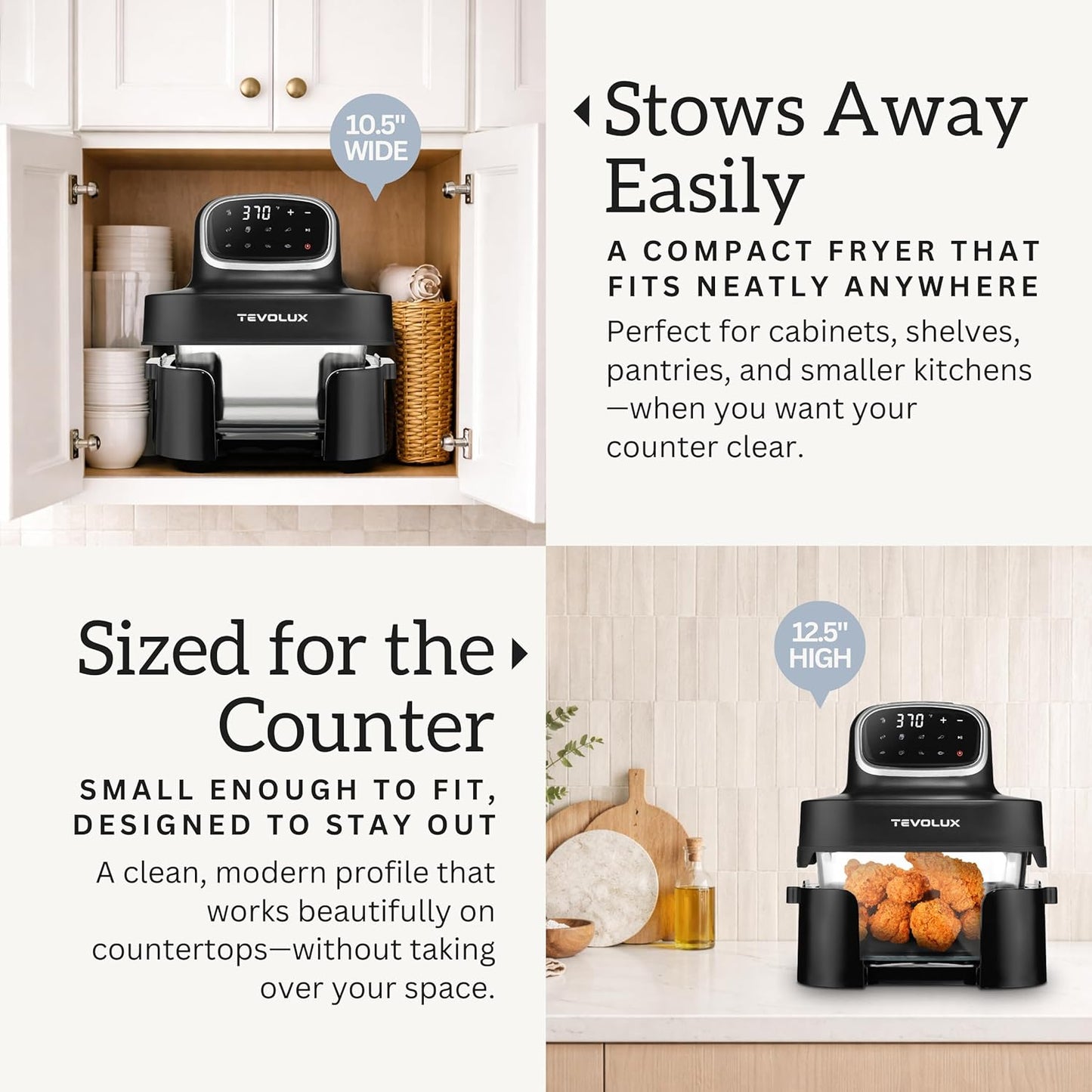 4-in-1 Portable Glass Air Fryer Cooking System, 1500W, 6.3QT & 4.4QT Glass Containers with Storage Lids, Microwave, Freezer & Dishwasher Safe