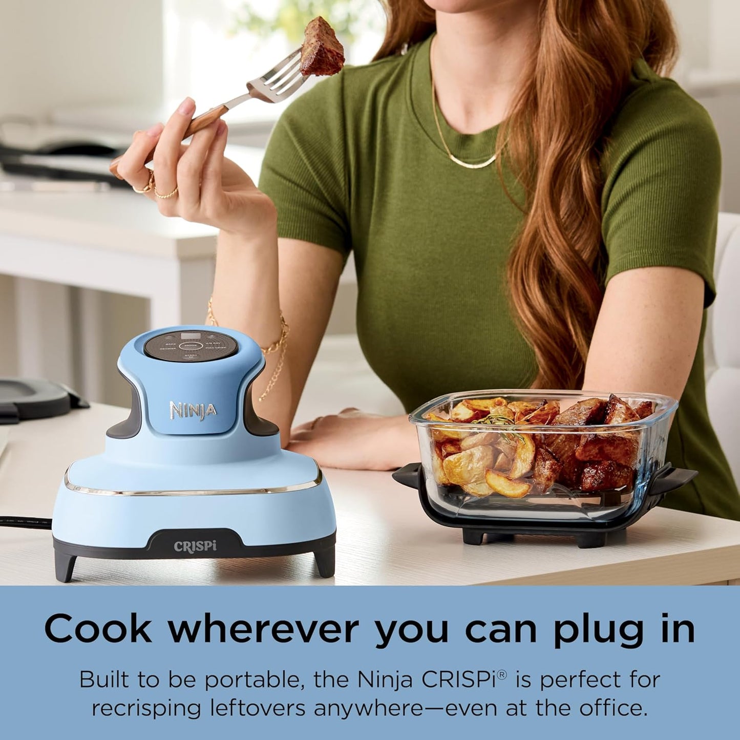 Ninja Crispi 4-in-1 Glass Air Fryer | 450°F | Non-Toxic | 4QT & 6-Cup Glass Containers w/Lids | Microwave, Freezer, Dishwasher Safe | Max Crisp, Air Fry, Bake, Recrisp | Periwinkle | FN101PL
