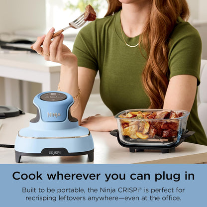 Ninja Crispi 4-in-1 Glass Air Fryer | 450°F | Non-Toxic | 4QT & 6-Cup Glass Containers w/Lids | Microwave, Freezer, Dishwasher Safe | Max Crisp, Air Fry, Bake, Recrisp | Periwinkle | FN101PL