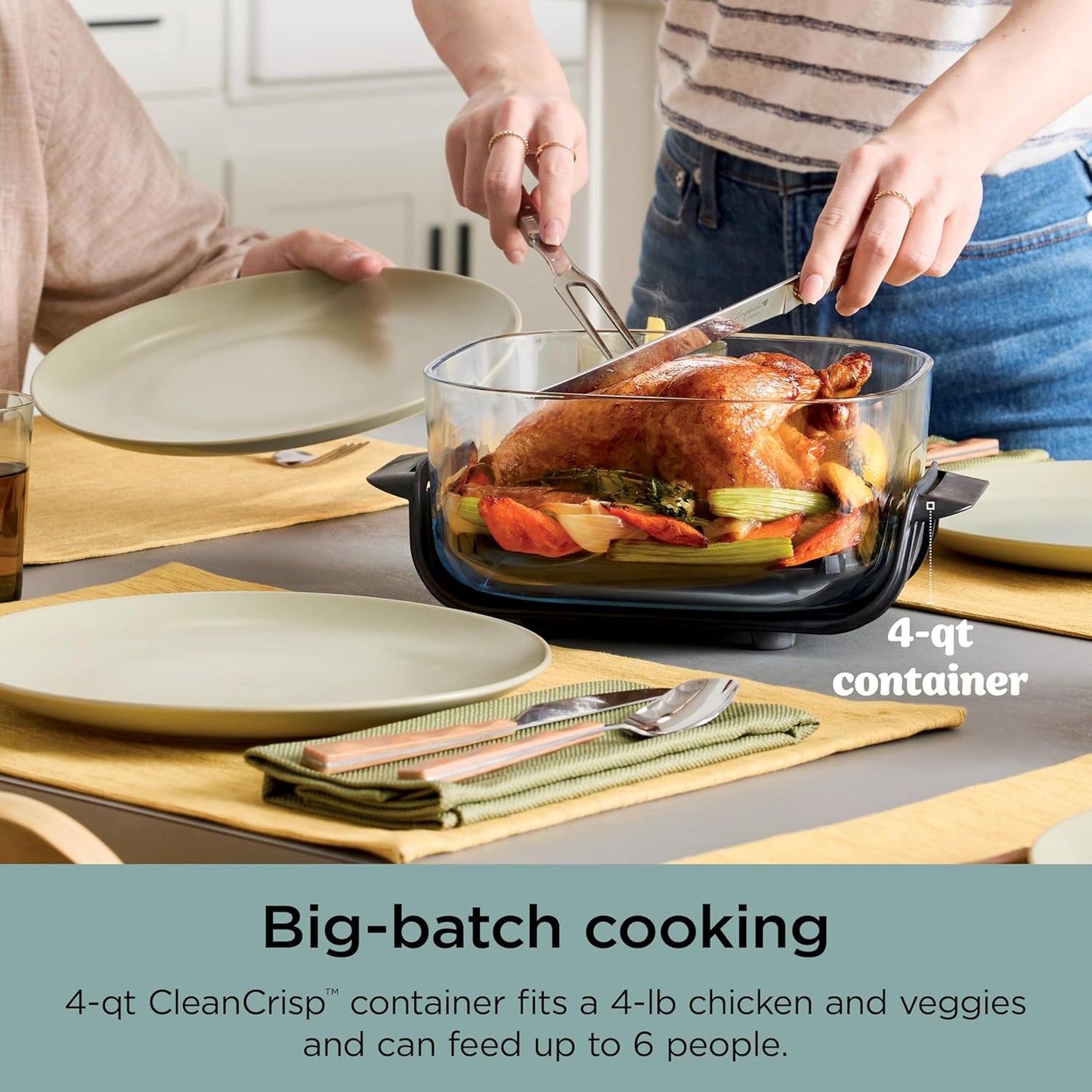 Ninja Crispi 4-in-1 Glass Air Fryer | 450°F | Non-Toxic | 4QT & 6-Cup Glass Containers w/Lids | Microwave, Freezer, Dishwasher Safe | Max Crisp, Air Fry, Bake, Recrisp | Mint | FN101MT