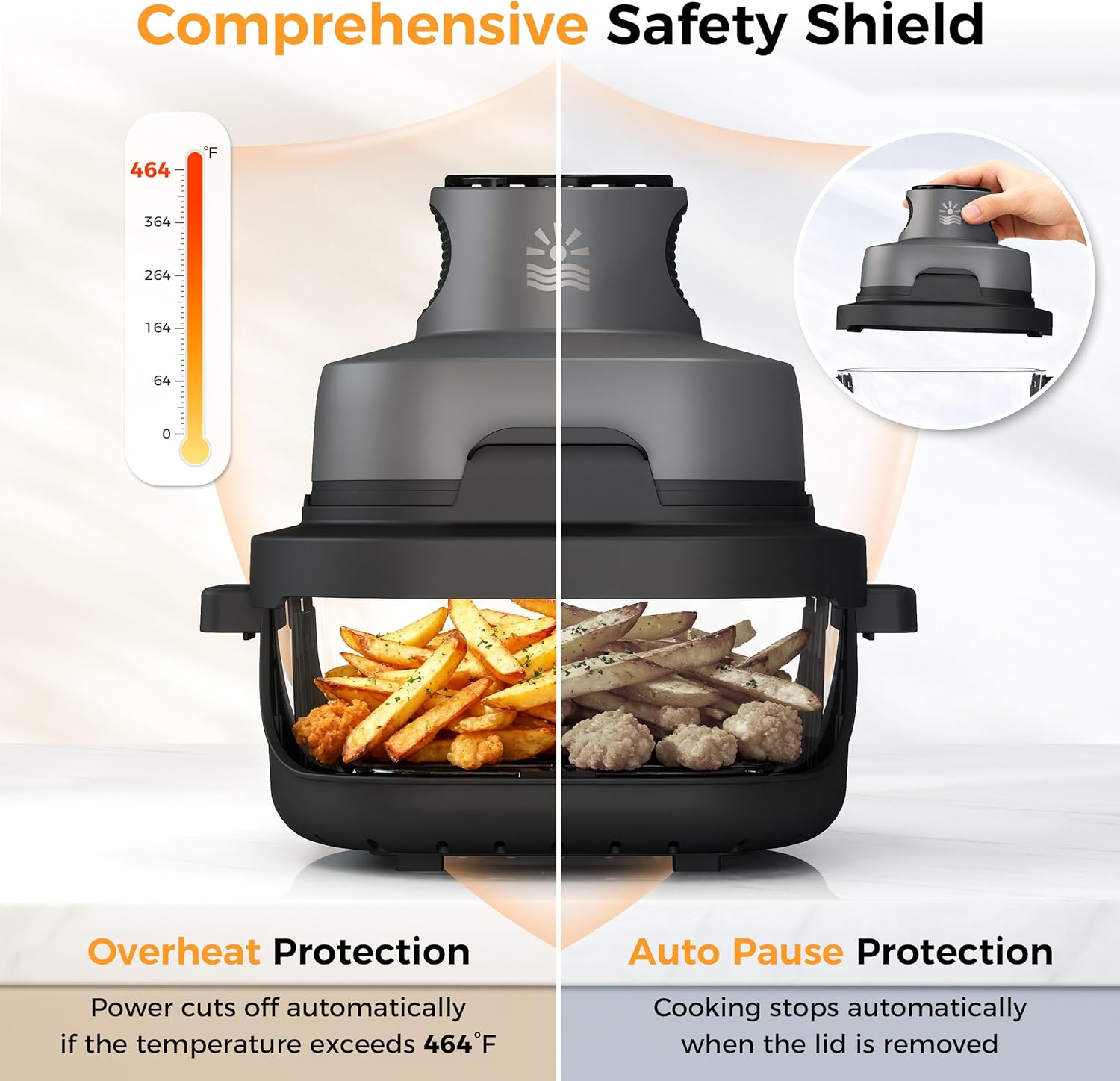 4-in-1 Portable Glass Air Fryer - 1500W, 400°F Precise Heat, 4.2QT & 1.6QT Dual Glass Containers and Lids, Non-Toxic, Max Crisp/Bake/Air Fry/Recrisp, Dishwasher Safe, Mother's Day