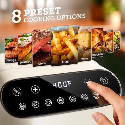 Kismile 5QT Glass Air Fryer, BPA-Free Non Toxic AirFryer with Digital Touch Control, 1500W Portable Airfryer, Dishwasher Safe Basket, Up to 400°F, Cooks with 95% Less Oil(White)