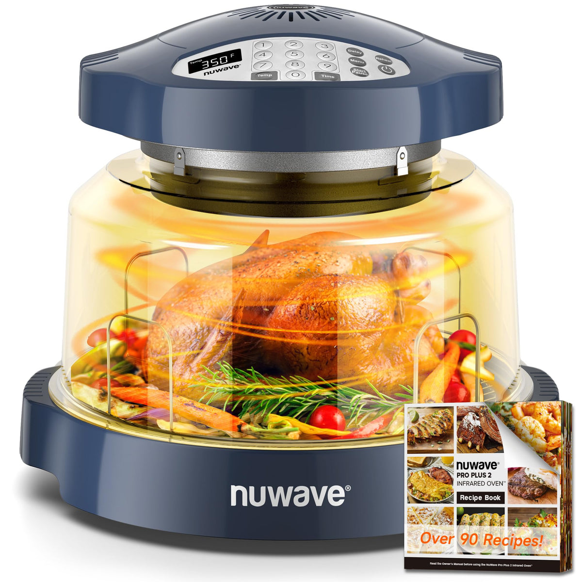 Nuwave Oven Pro Plus Air Fryer, Infra-Red Countertop, 2025 Advanced Convection, No Defrosting or Preheating, Cook Fresh or Frozen, Durable Power Dome, 100 Presets & 50 Memory, PFAS Free, Black
