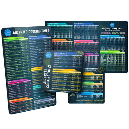 Air Fryer Magnetic Cheat Sheet Set - Air Fryer Accessories Cookbook - As Seen on the Today Show an Easy to Use AirFryer Time Chart Set - Strong Magnet Quick Reference Cooking Guide for Frying (Black)