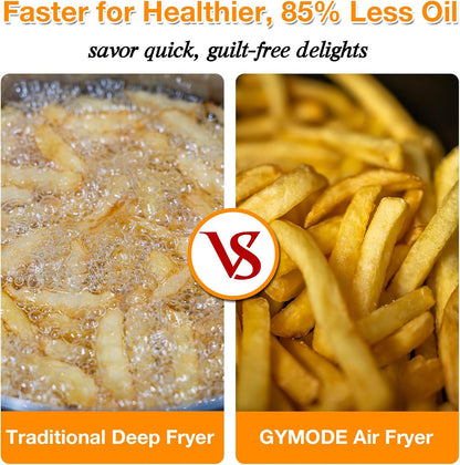 4.7QT Glass Air Fryer, 360° Viewable Glass Air Fryer Non Toxic, 6-IN-1 Preset Cook Modes, Digital Display, Adjustable Temp 100F - 400F, Nonstick, Dishwasher Safe, White