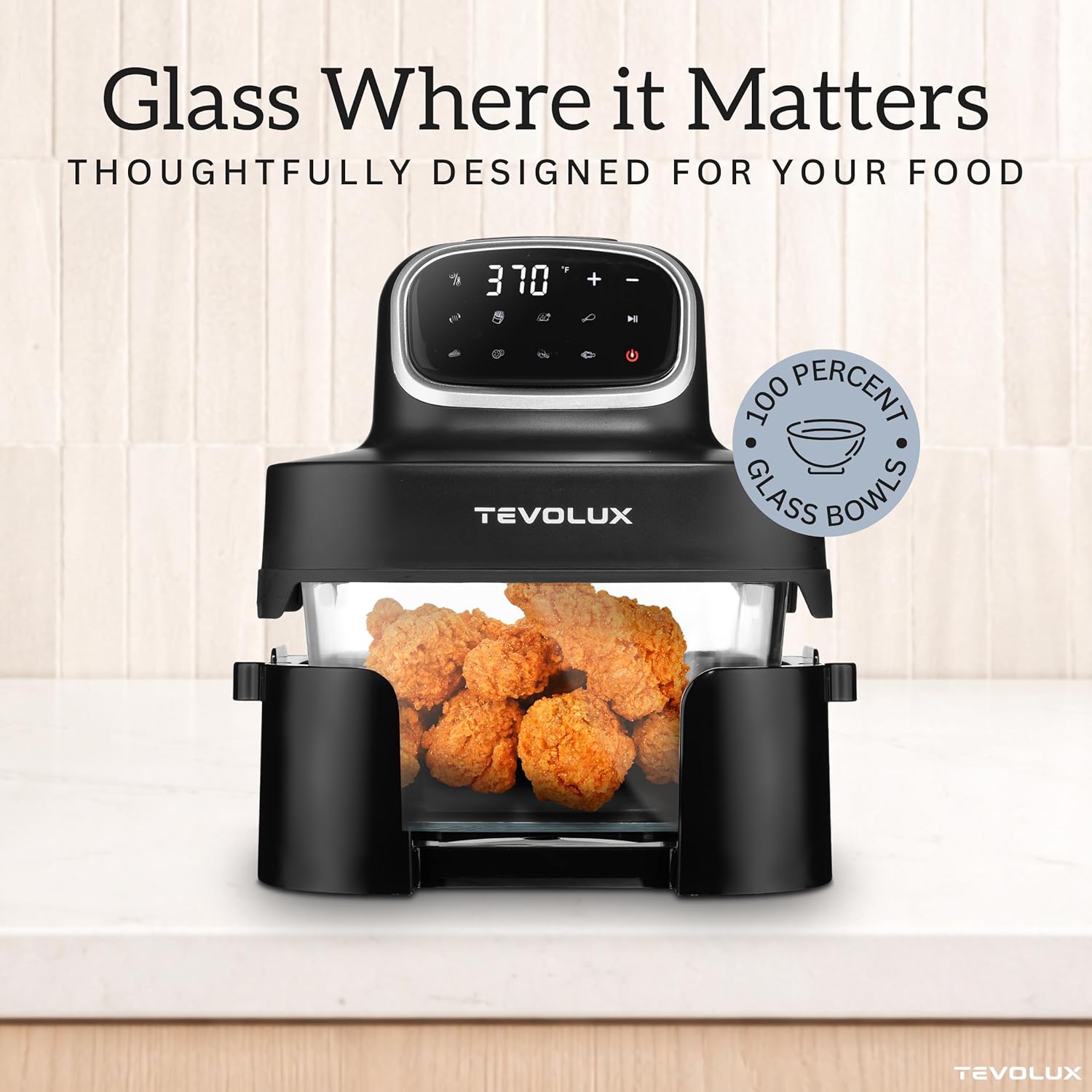 4-in-1 Portable Glass Air Fryer Cooking System, 1500W, 6.3QT & 4.4QT Glass Containers with Storage Lids, Microwave, Freezer & Dishwasher Safe