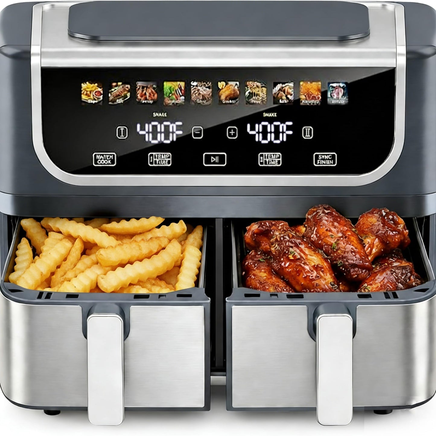 HealSmart 10-in-1 Glass Air Fryer, 4.7QT Non-Toxic Healthy Air Fryer with Rapid Air Crisping Technology, Versatile Functions for Bake, Roast, Dehydrate & Reheat, Nonstick & Dishwasher Safe Design