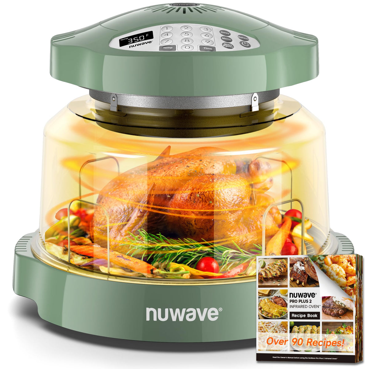Nuwave Oven Pro Plus Air Fryer, Infra-Red Countertop, 2025 Advanced Convection, No Defrosting or Preheating, Cook Fresh or Frozen, Durable Power Dome, 100 Presets & 50 Memory, PFAS Free, Black