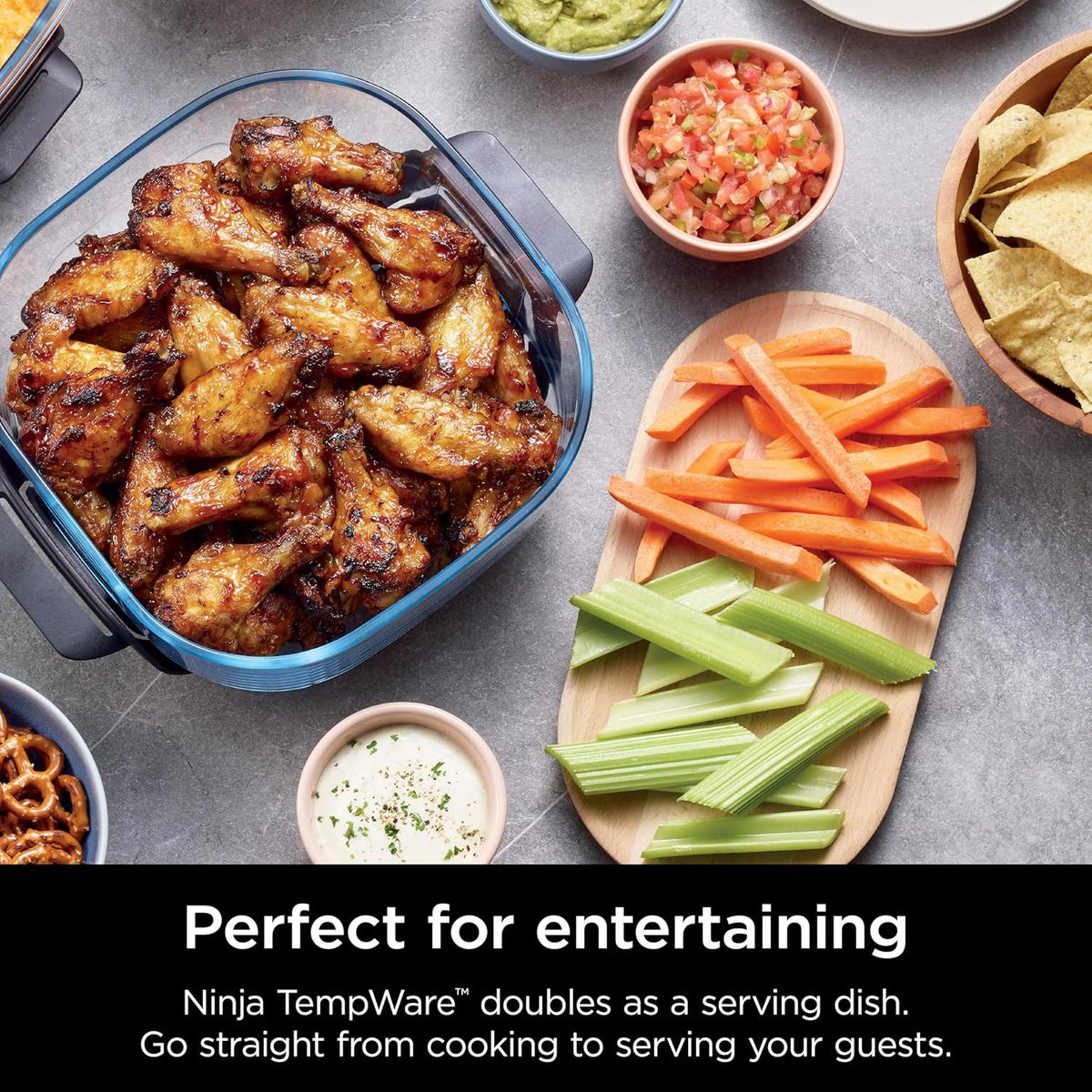 Ninja 4-QT CleanCrisp™ Glassware Container with Storage lid, Compatible with Ninja Crispi Portable Cooking System, Microwave, Freezer & Dishwasher Safe, PFAS & PTFE Free Glass, XSKSFN4QT
