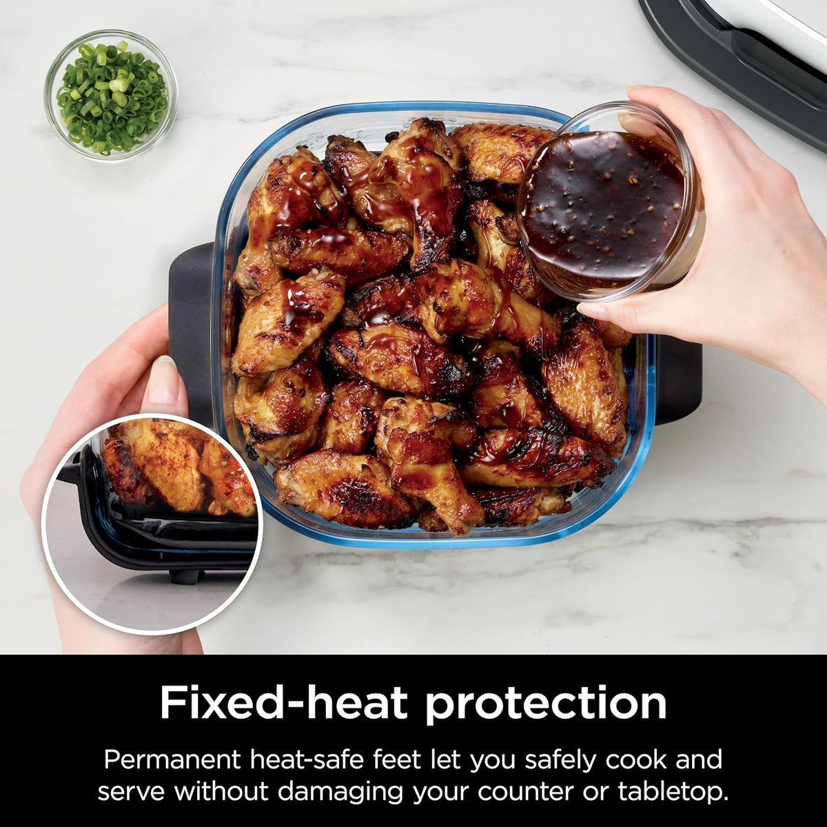 Ninja 4-QT CleanCrisp™ Glassware Container with Storage lid, Compatible with Ninja Crispi Portable Cooking System, Microwave, Freezer & Dishwasher Safe, PFAS & PTFE Free Glass, XSKSFN4QT
