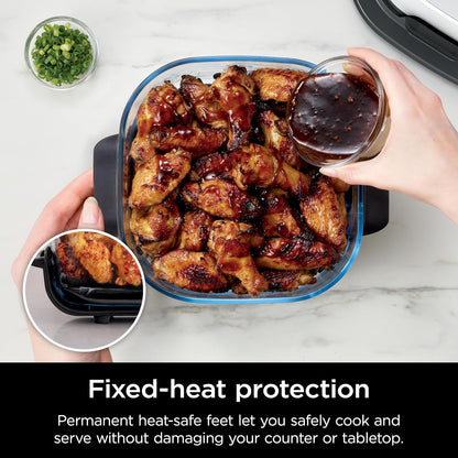 Ninja 4-QT CleanCrisp™ Glassware Container with Storage lid, Compatible with Ninja Crispi Portable Cooking System, Microwave, Freezer & Dishwasher Safe, PFAS & PTFE Free Glass, XSKSFN4QT
